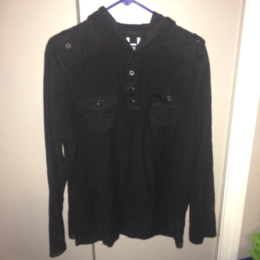 Helix hooded long sleeve shirt black XL